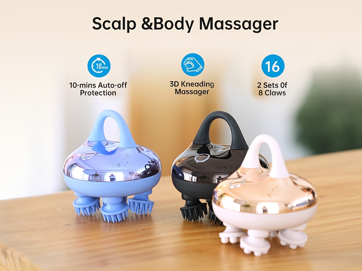   cordless scalp massager with 3 kneading   head massager with   for deep cleansing head scratcher body massager cat massager gift for women man Product details 0