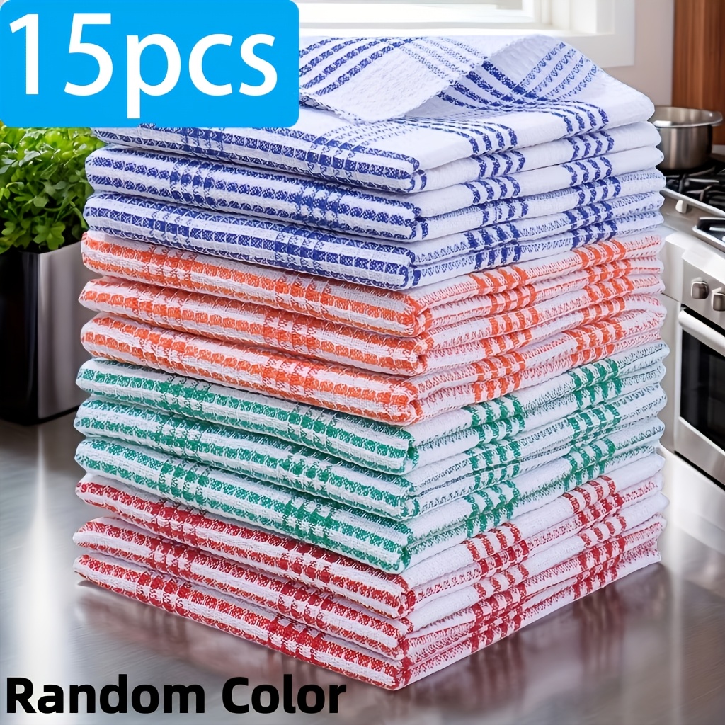 TEMU 15pcs Kitchen Dishcloth Set, Soft Absorbent Cleaning Cloth, Reusable And Durable Kitchen Wipes, Quick-drying Scrub Sponge Ideal For All Kitchen