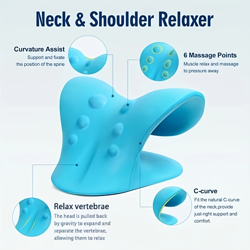 c shape eva neck shoulder relaxer chiropractic cervical traction device for spine alignment   stretcher massager details 2