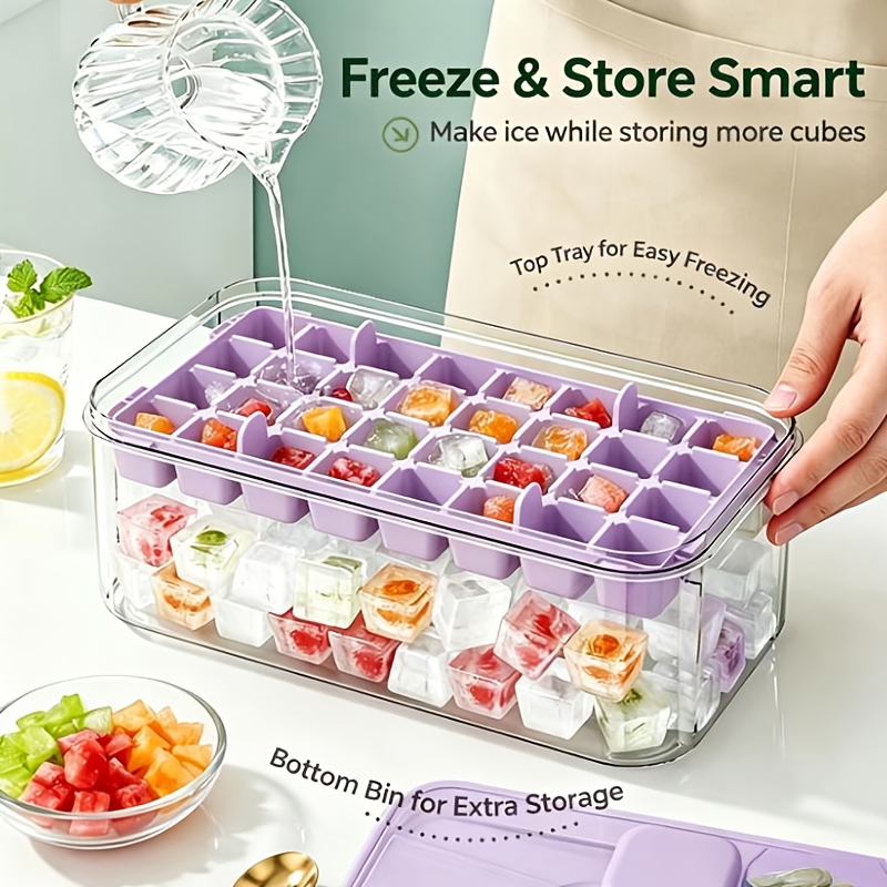 Quick-Release Ice Tray with Lid and Bin