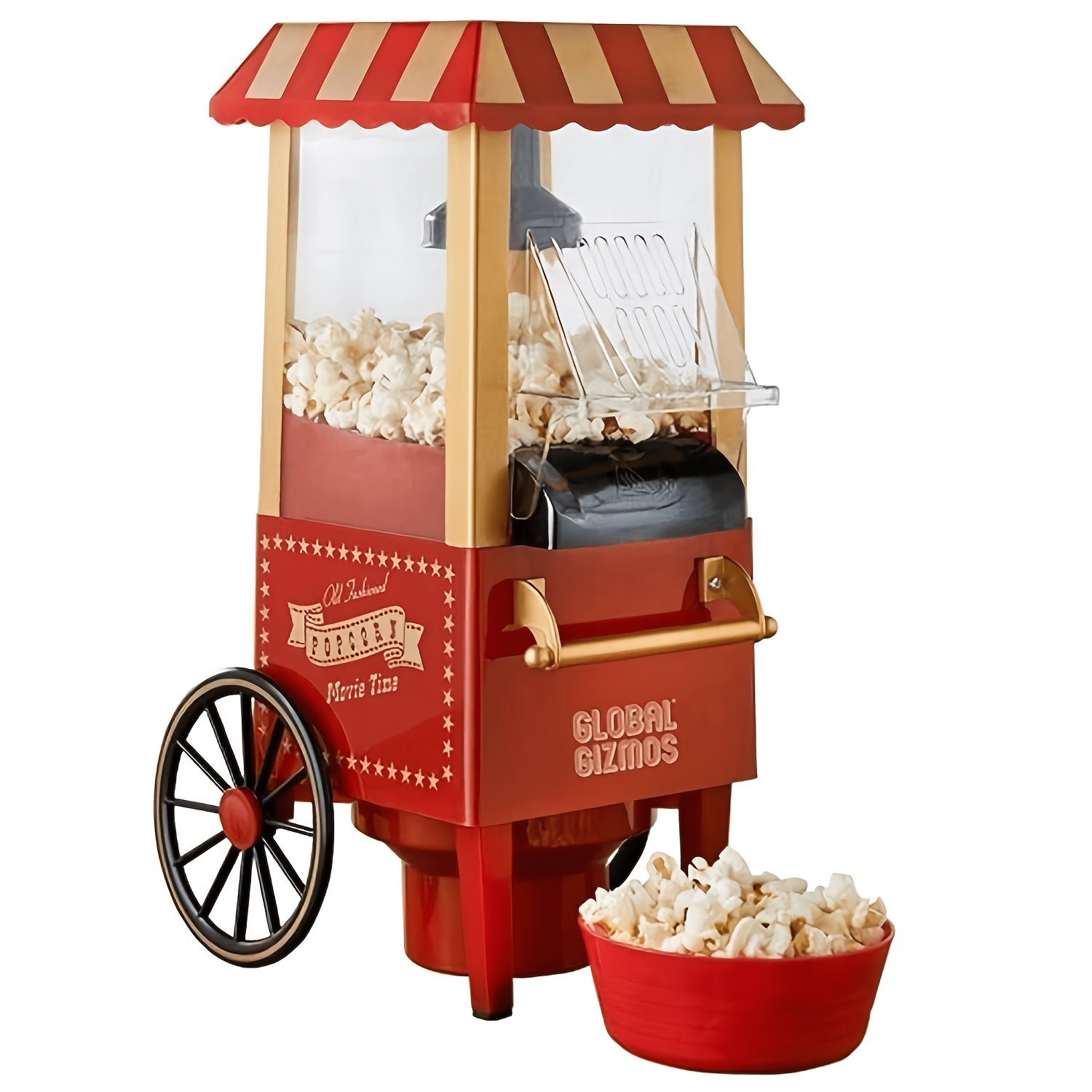Popcorn Maker 1400w, Home Hot Air Popcorn Machine, Healthy & Fat-free, Easy To Clean & Use, Best Theater Popcorn Popper For Movie Night, Parties, Kids Birthday Party Favorites, Red