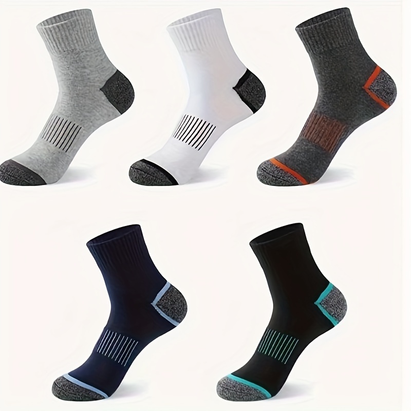 

5 Pairs Of Men's Anti Odor & Sweat Absorption Crew Socks, Comfy & Breathable Sport Warm Socks, For Winter And Autumn