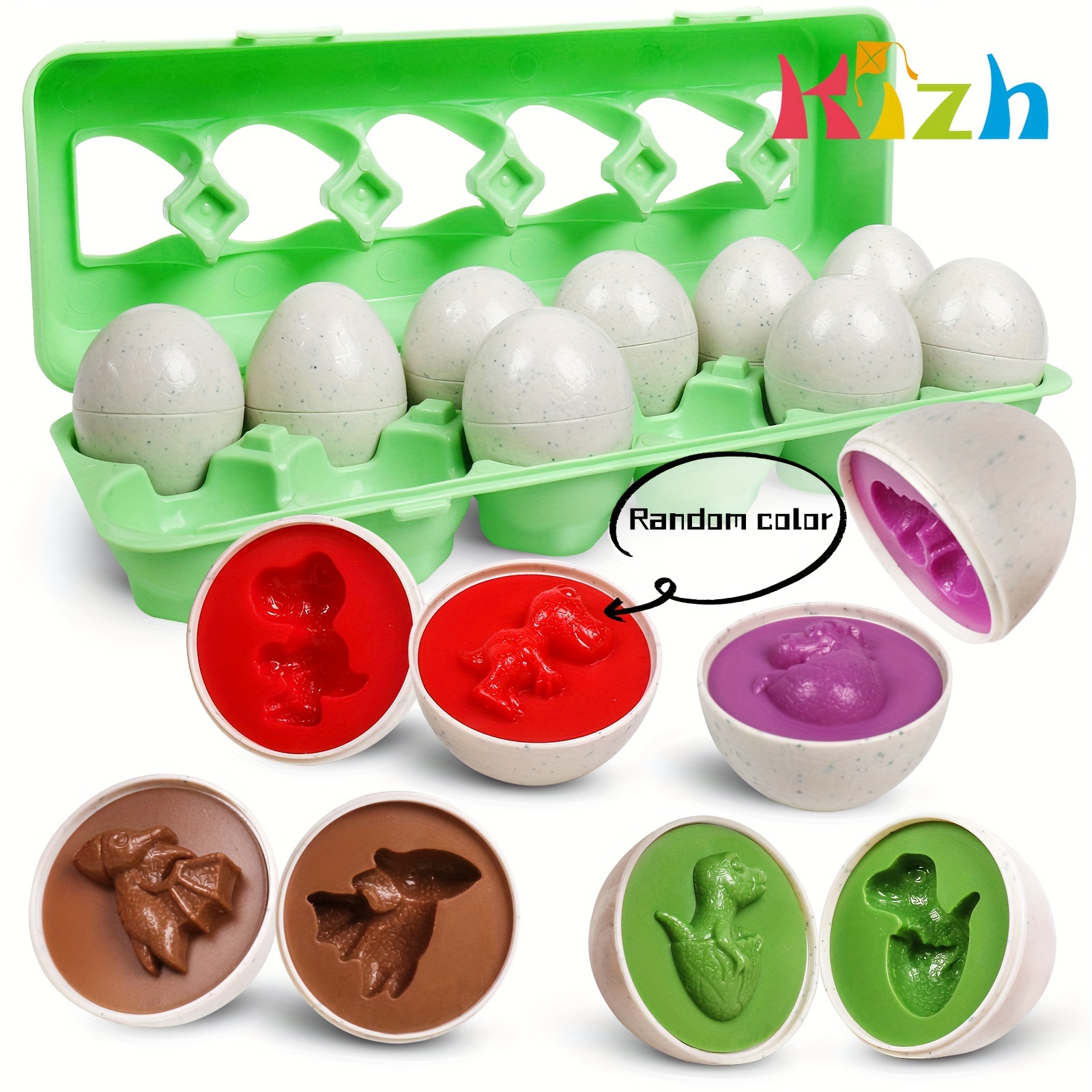 Number Recognition Kidzlane Color Matching Egg Set Dinosaur Shape