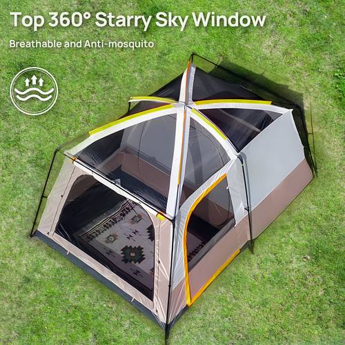 2 large rooms camping tent super large capacity camping tent with front for 4 6 portable sun shelter with upf 50 and high quality durable and easy to installation perfect gift for family outdoor sports picnics