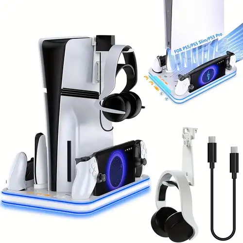 EAXUS Aufladestation Halterung Mit LED-Beleuchtung Für PlayStation 4 Controller-Ladestation (480,00 MA, 1-tlg., Modernes Design, Stromversorgung Per USB Direkt über Konsole - Foto 4