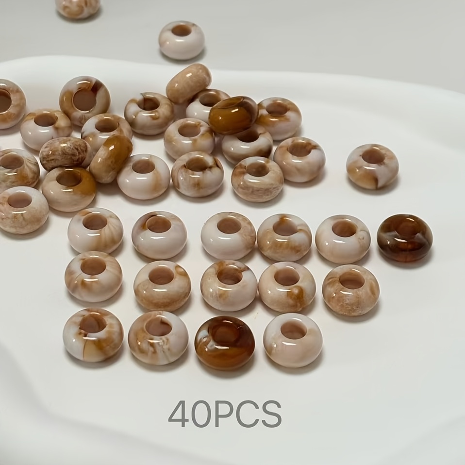 TEMU 20pcs, 40pcs Perles d'abaque bicolores en acrylique de 13 mm à grand trou, perles de roue, adaptées à la fabrication de bijoux, ne se décolorent