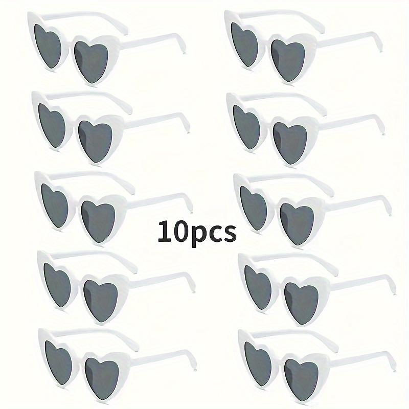 

10[cs Heart-shaped Fashion Glasses Women's And Men's Cute And Fashionable Decorative Color Props Suitable For Weddings, Parties, Ball Glasses