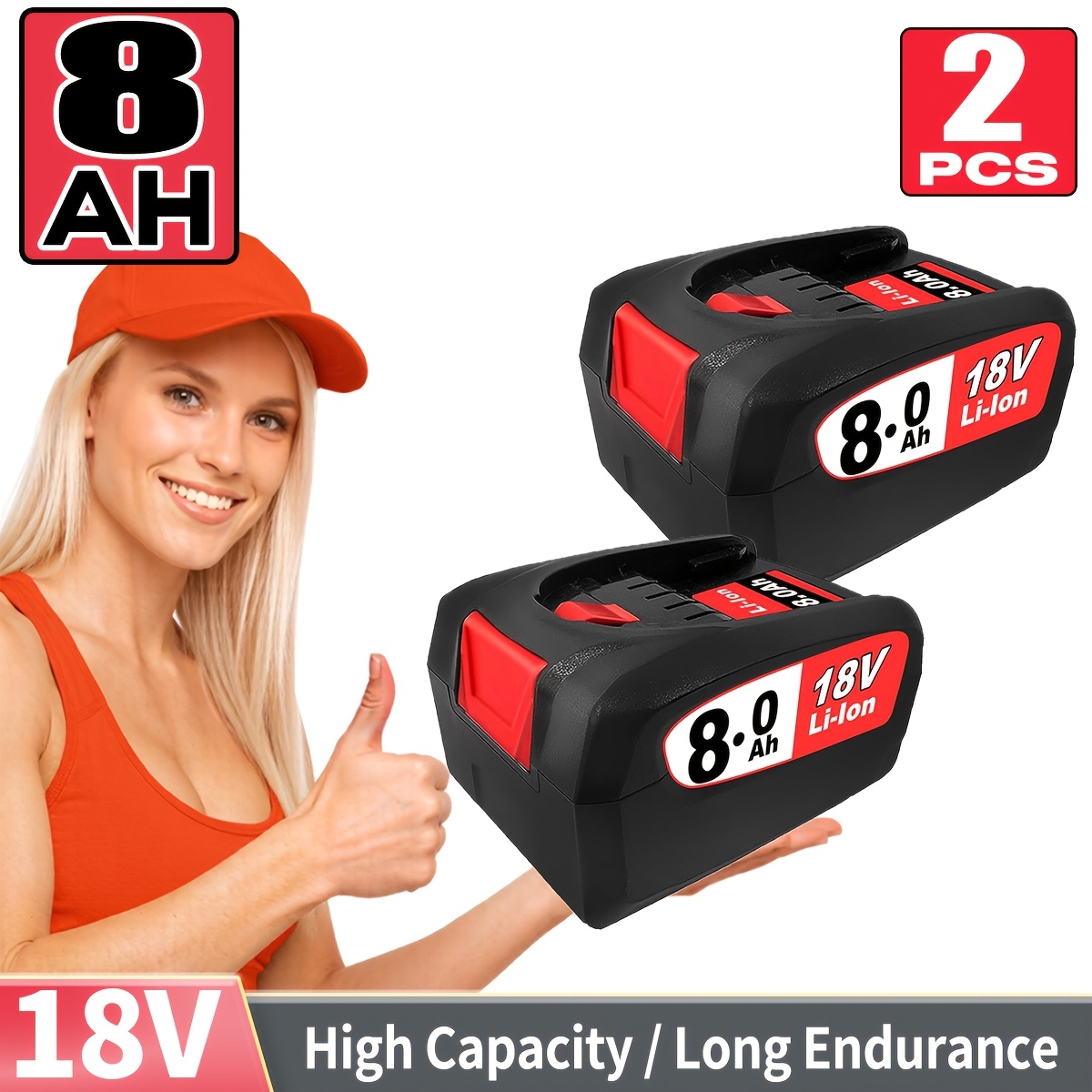 1/2 Pack 8000mah 18v Lithium-ion Battery Compatible For Pba/psb/psr Al1810cv Al1830cv Al1815cv Al1880cv Replacement Battery, Lithium- Unit Suitable For Home Tools, Drills, Saws, Hedge Trimmers