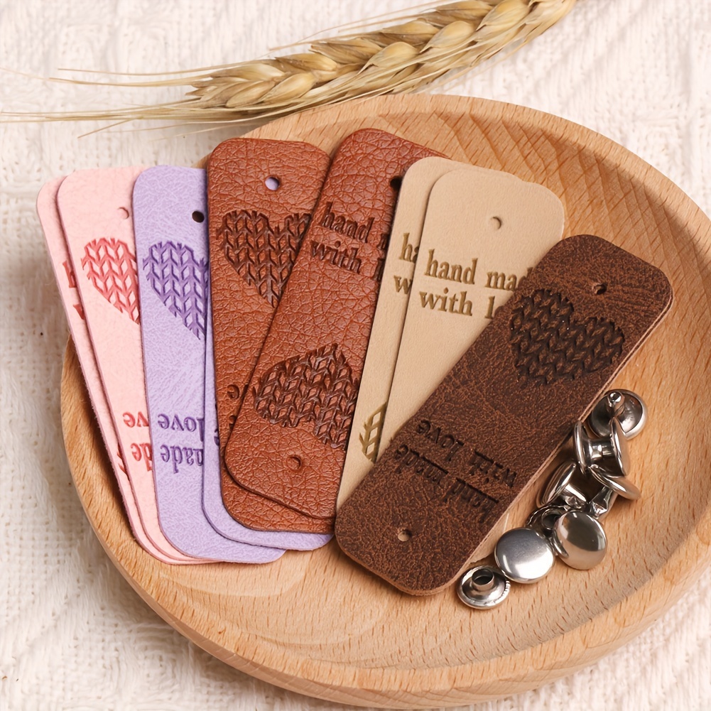 E-shop 20 Stk. handgefertigtes Etikett, Herz, mit 20 Stk. Nagel-Sets, handgewebtes gehäkeltes Bastelzubehör, geeignet für DIY-Häkeln Stricken von