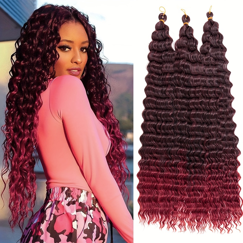 3 Packs Of 28-inch Synthetic Crochet Hair Featuring Deep Curly Ocean Waves, Perfect For Boho Braids And Hair Extensions For Women