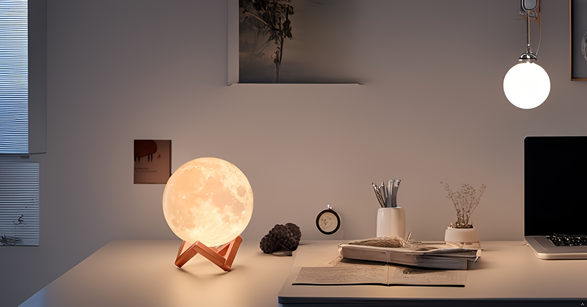 PINOCO Smart RGB 128-Color Moon Lamp with Remote & Touch Control, -Free Color/Brightness Adjustment, - Night Light Suitable for Bedside, Desk Decor, Birthday & Anniversary Gifts - Modern Crescent Light Bulb