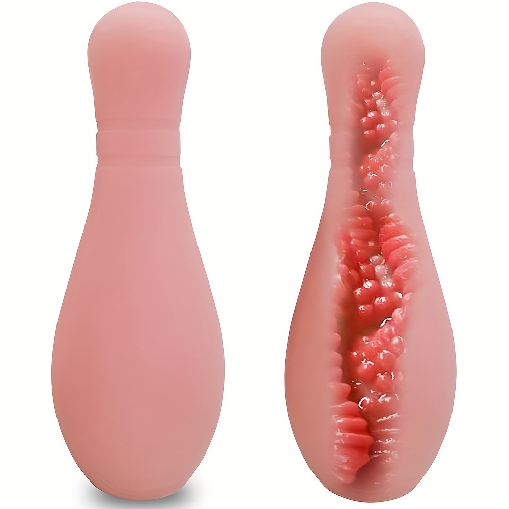 3D Realistic Vagina Tunnel Pocket Pussy, Bowling Ball Shape Solo Sex Toy, Light Beige-like Texture Rubber Pussy, Liquid Silicone, No Battery Needed, Intimate Male Masturbator