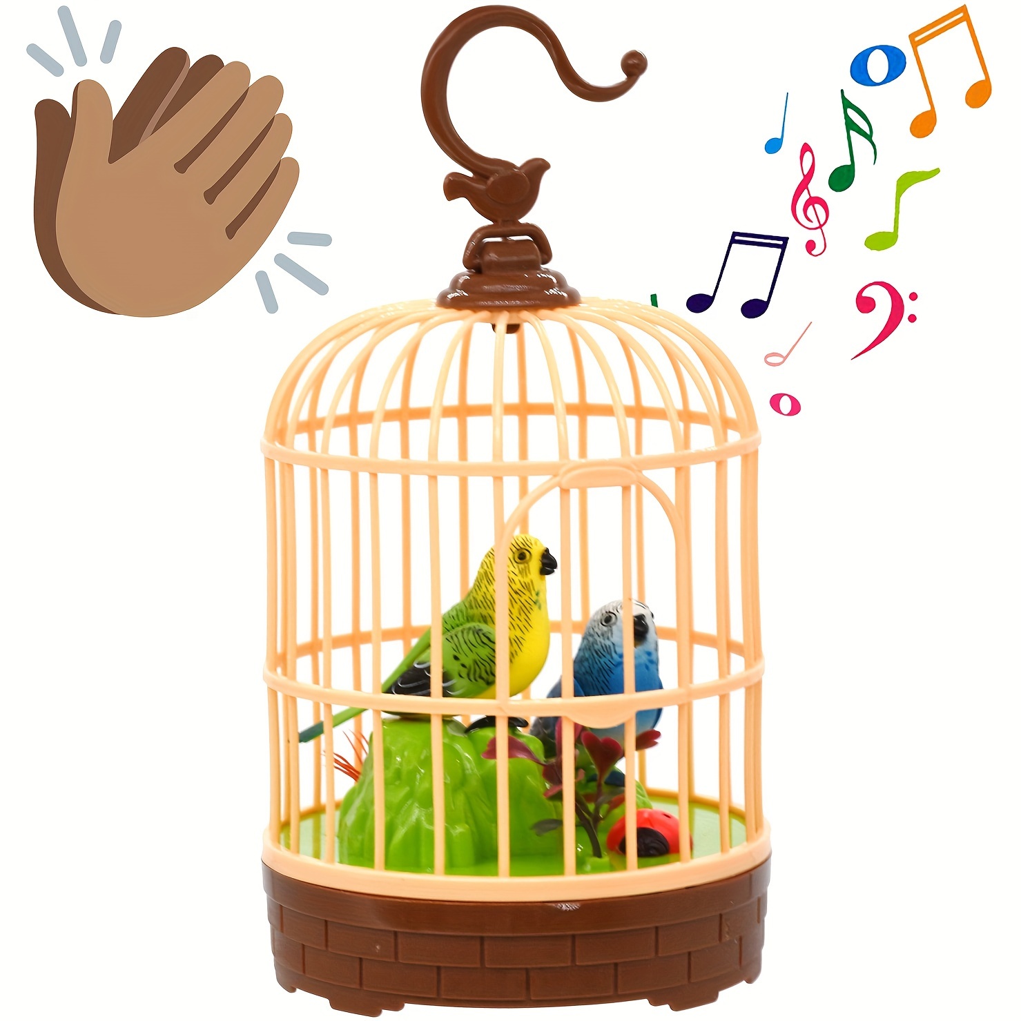 

Mini Voice-activated Birds Birdcage Toys, Chirping & Wings Fluttering Parrot Animals Toy Gifts For Baby Toddler Kids Children Christmas, Halloween Gift