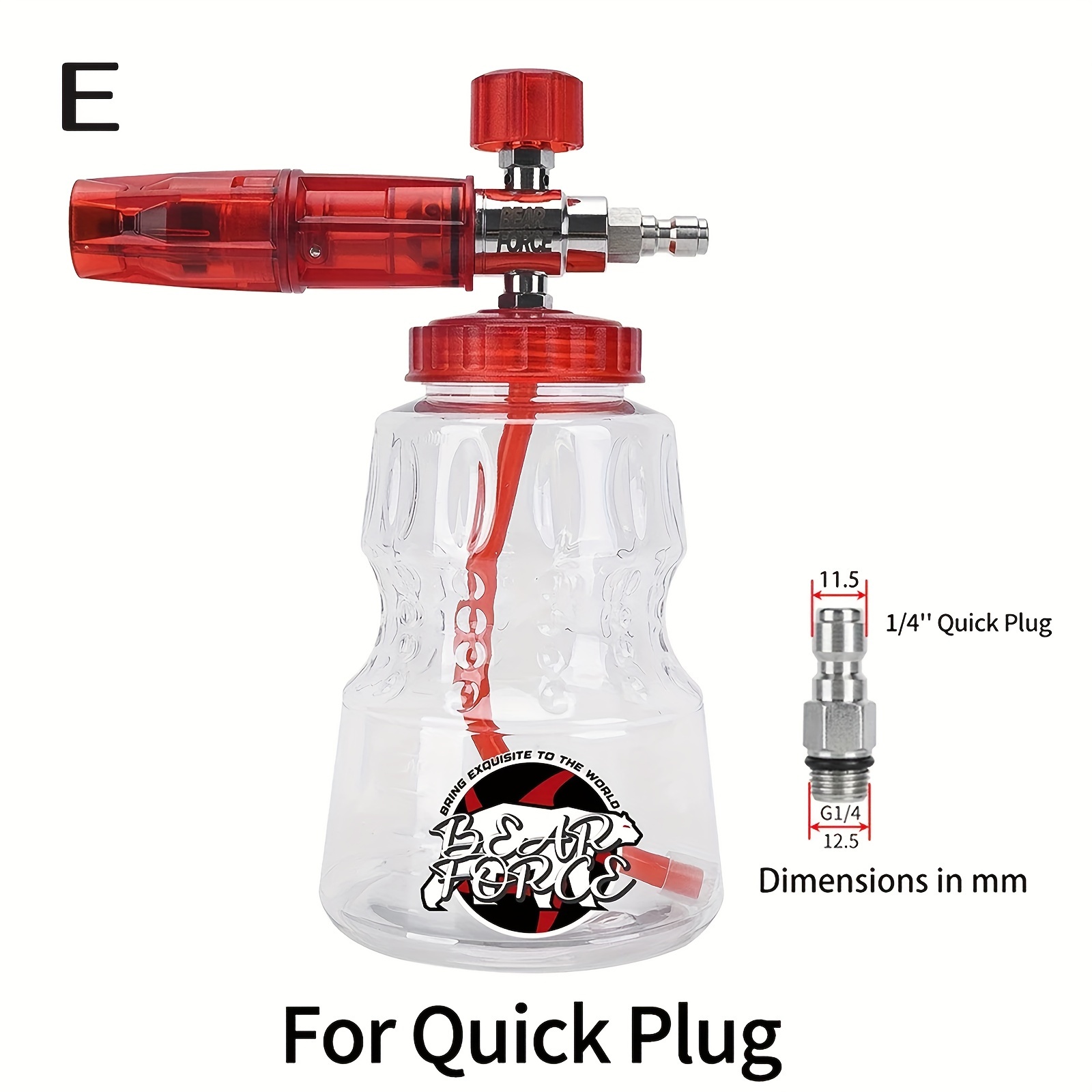 TEMU Bear Force Pressure Washer Foam Cannon Foam Generator Foam Gun, Adjustable Foam Lance With Aluminum Body, Connector, And Handle, Foam Blaster, Transparent Bottle Cleaning Kit