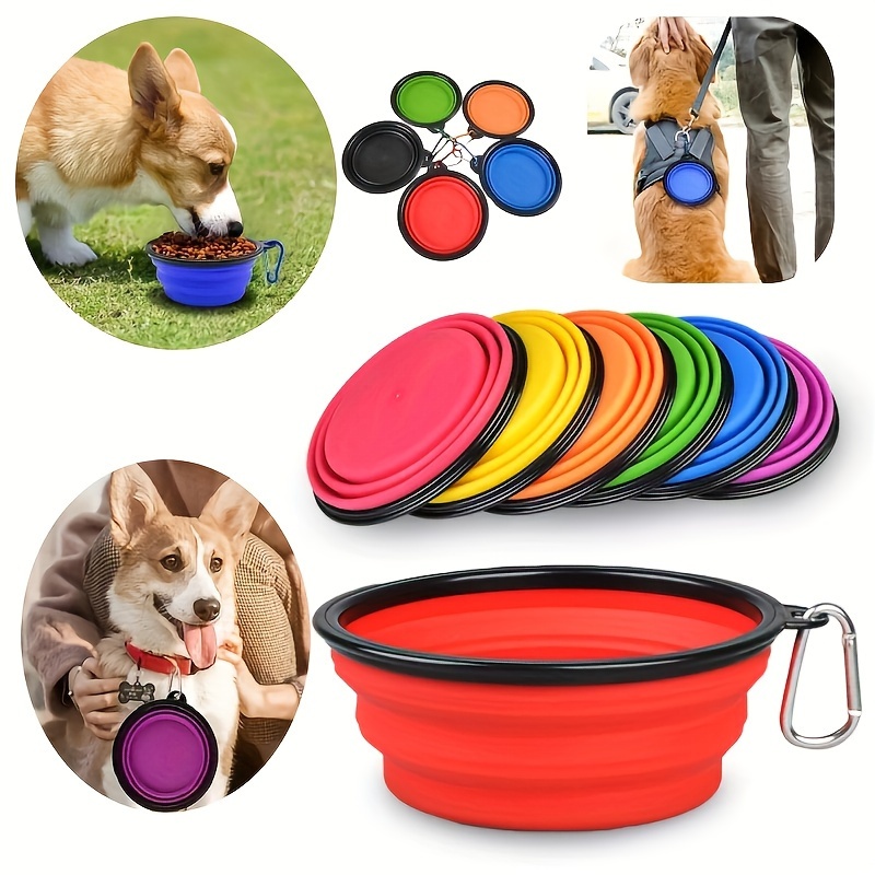 

6pcs Premium Collapsible Dog Travel Bowl - Durable Tpr, Portable & Quick-folding Design With Carabiner Clip For On-the-go Feeding And Watering - Perfect For Outdoor Adventures With Your Pet