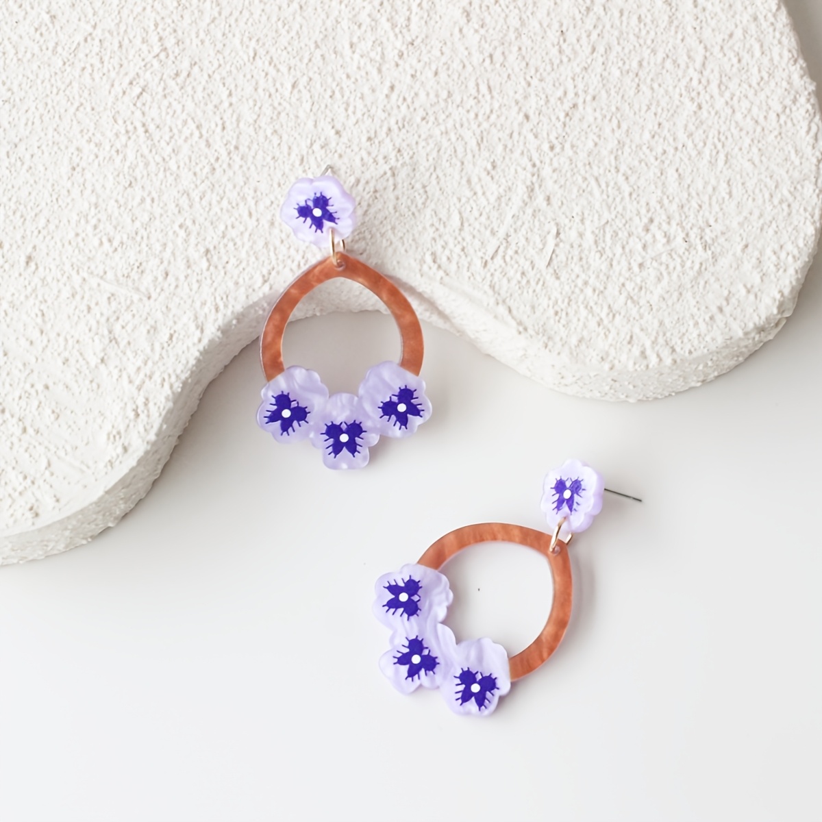 Women's Glossy Teardrop Purple Water Ripple Earrings