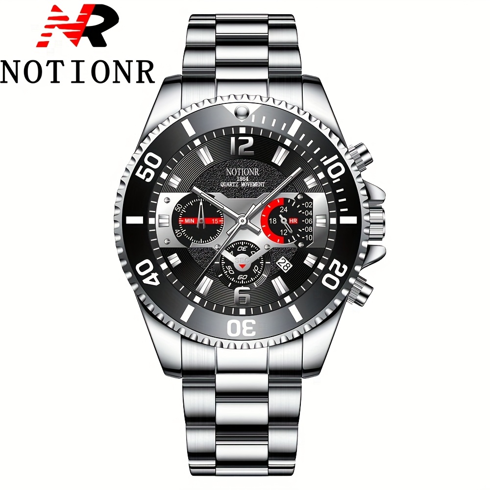 TEMU Notionr Men's Watches, Professional For Men, Quartz Watches For Men, Flexible Watch Pairing Options, Adjustable Calendar Feature, Self-gifting, Watch For Men