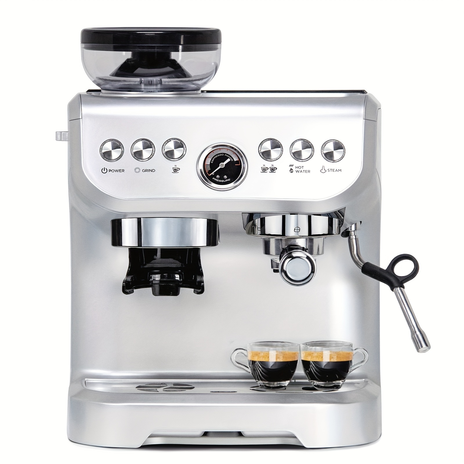 TEMU Espresso Machine 15 Bar, Coffee Maker With Milk Frother Steam Wand, Built-in Bean Grinder, Combo Cappuccino Machine With 70oz Removable Water (abs High-strength Plastic Shell)
