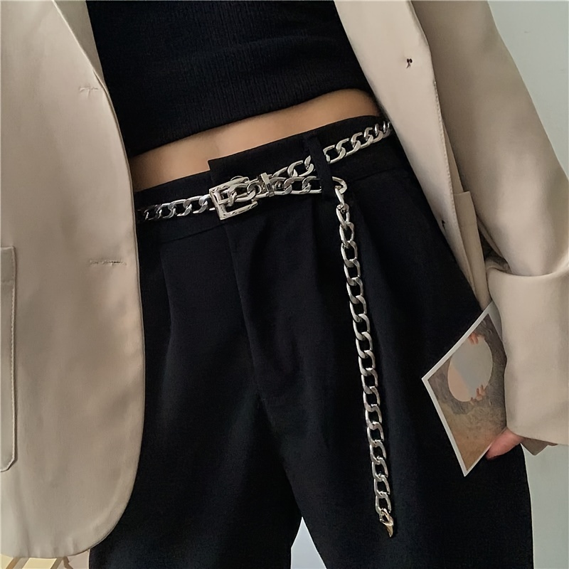 1pc Pin Metal Belt Unisex Golden Silvery