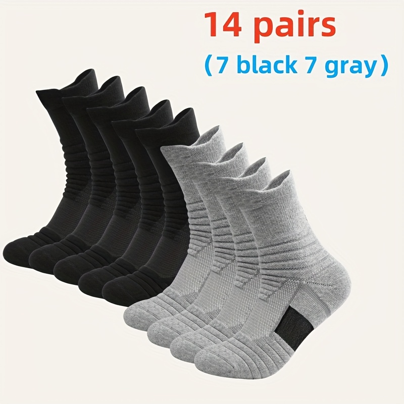 E-shop 14 Paar verdickte wadenhohe Crew-Socken mit sportlichem Frottierfutter, spezialisiert für Fußballtraining, Basketballspiele Outdoor-Sportarten