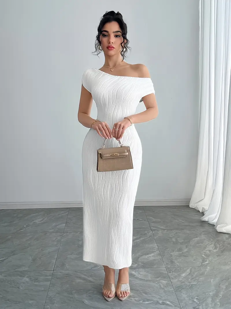Women's Elegant Single Shoulder Asymmetric Bodycon Dress - Long Sleeveless Stretch Party Date Dress with * Machine Washable Formal Evening Women's Elegant Single Shoulder Asymmetric Bodycon Dress - Long Sleeveless Stretch Party Date Dress with * Machine Washable Formal Evening