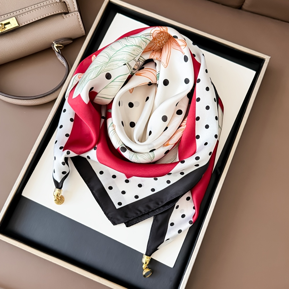 E-shop Neues gepunktetes kleines quadratisches Tuch für Damen, Dreieckstuch mit Magnetdruckknopf für Frühling/Herbst, Hemd-Accessoire, Nackenschutz,