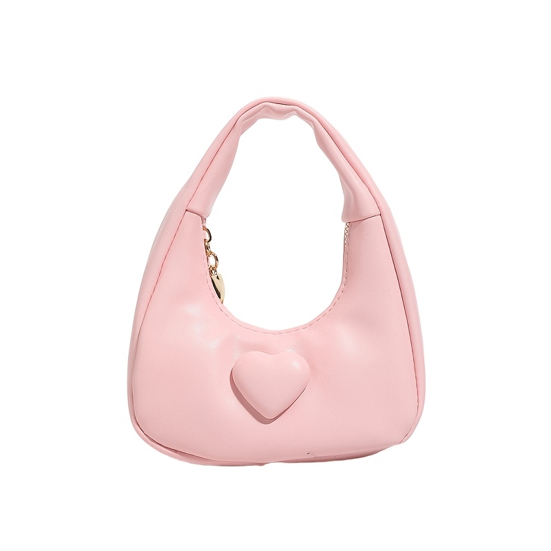 TEMU Women's Fashion Cute Handbag, Girly All- Heart Decor Mini Bag, Soft Pu Mini Hand- Bag
