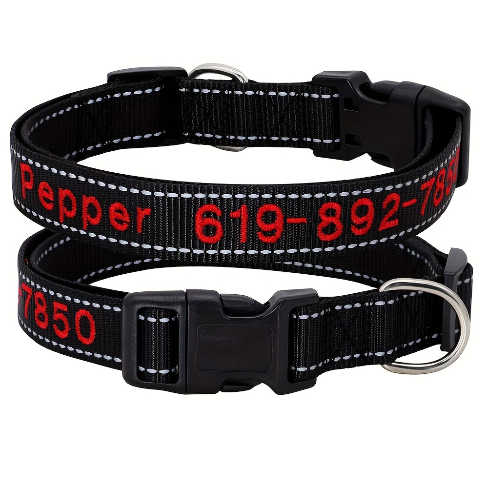 

Personalized Dog Collar, Reflective Custom Embroidered Pet Name And Phone Number, Durable Nylon Dog Neck Collar Anti-lost Dog Neck Strap