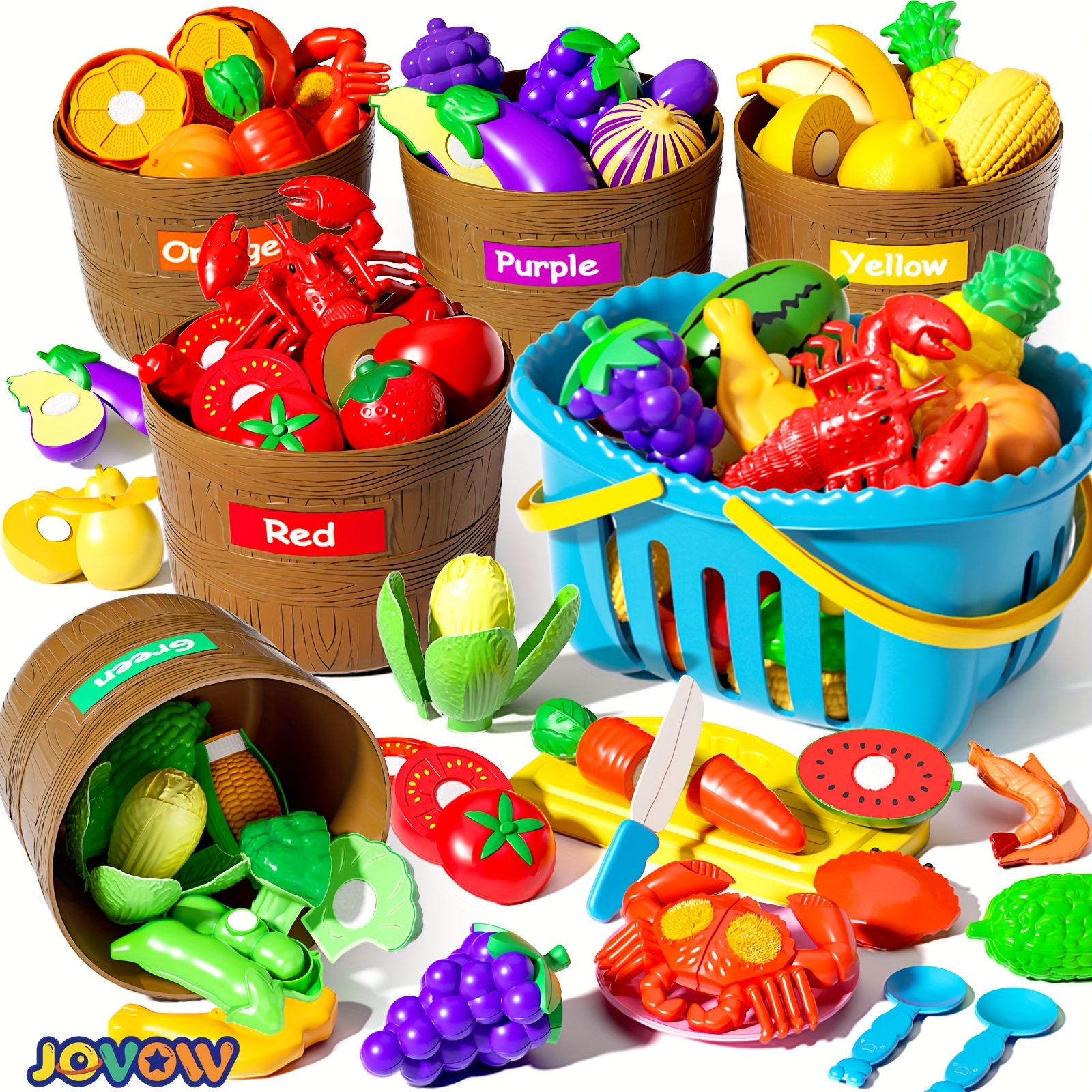 

Jovow, Pretend To Play With 46 Piece Food Set, Fruit And Vegetable Cutting Game, Children's Kitchen Toy Food Accessories, Fine Finger Movements, Suitable For Christmas, Halloween Or Birthday Gifts