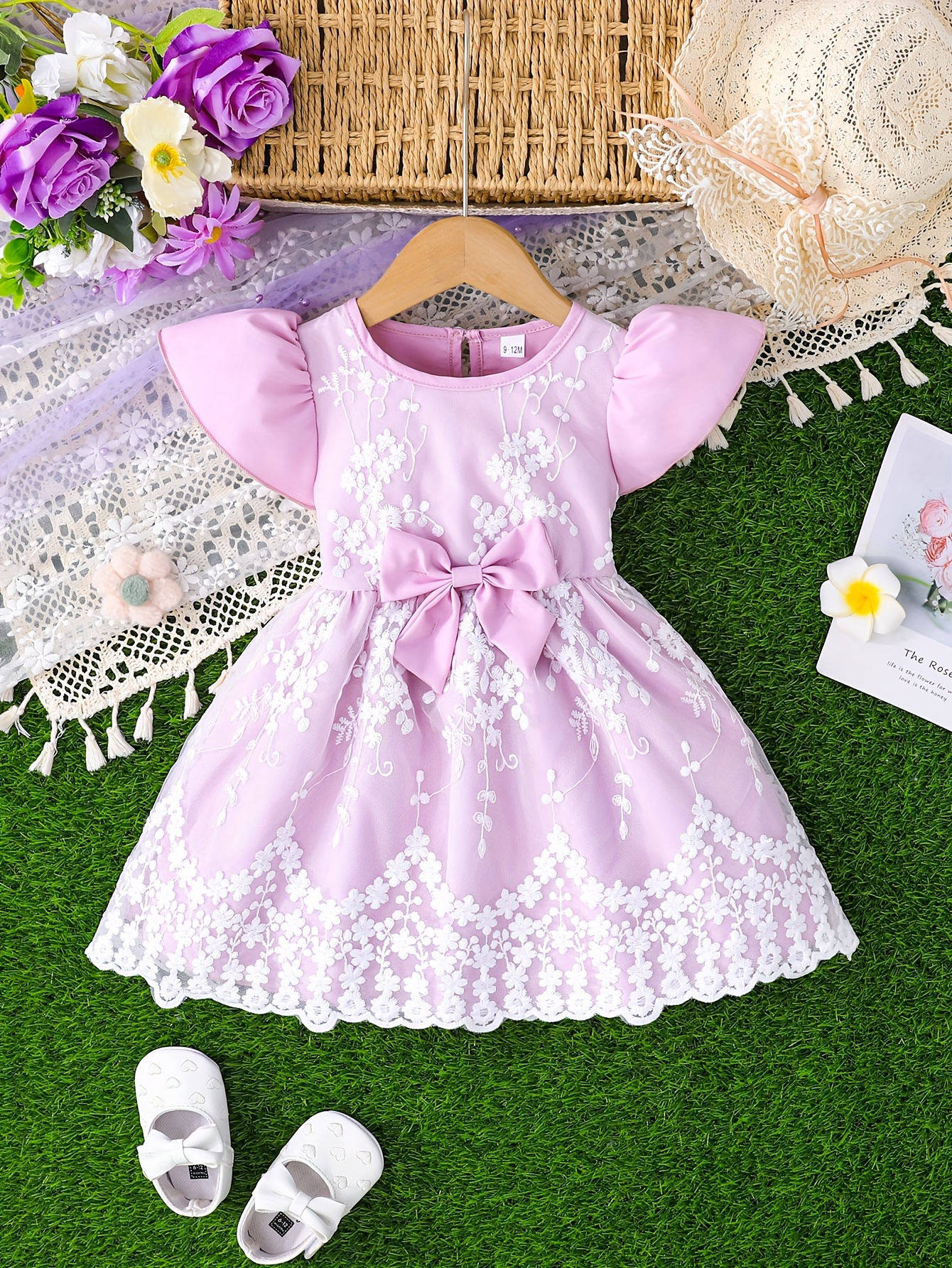 baby s summer bow appliqu bell sleeves full a Temu Cyprus