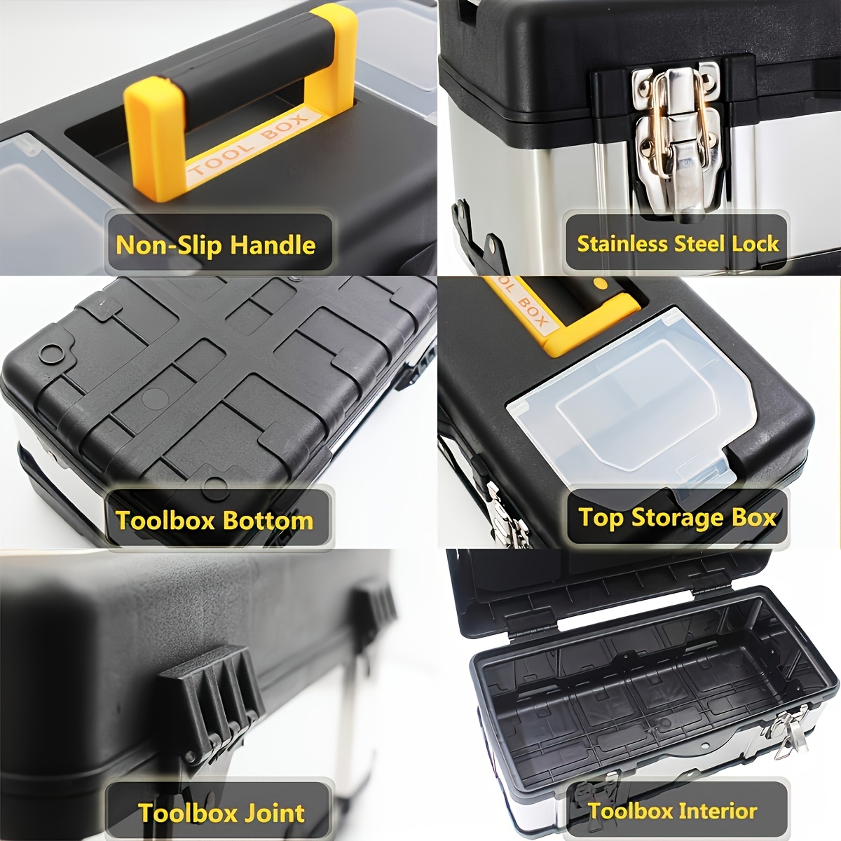 1pc Multi-Function Hardware Household Stainless Steel Industrial Grade Plastic Box, Portable Double-Layer Storage Box, Suitable for Hardware Electrician Decoration And Auto Repair Tool Storage, Thickened, Anti-Fall, Waterproof And Antifreeze