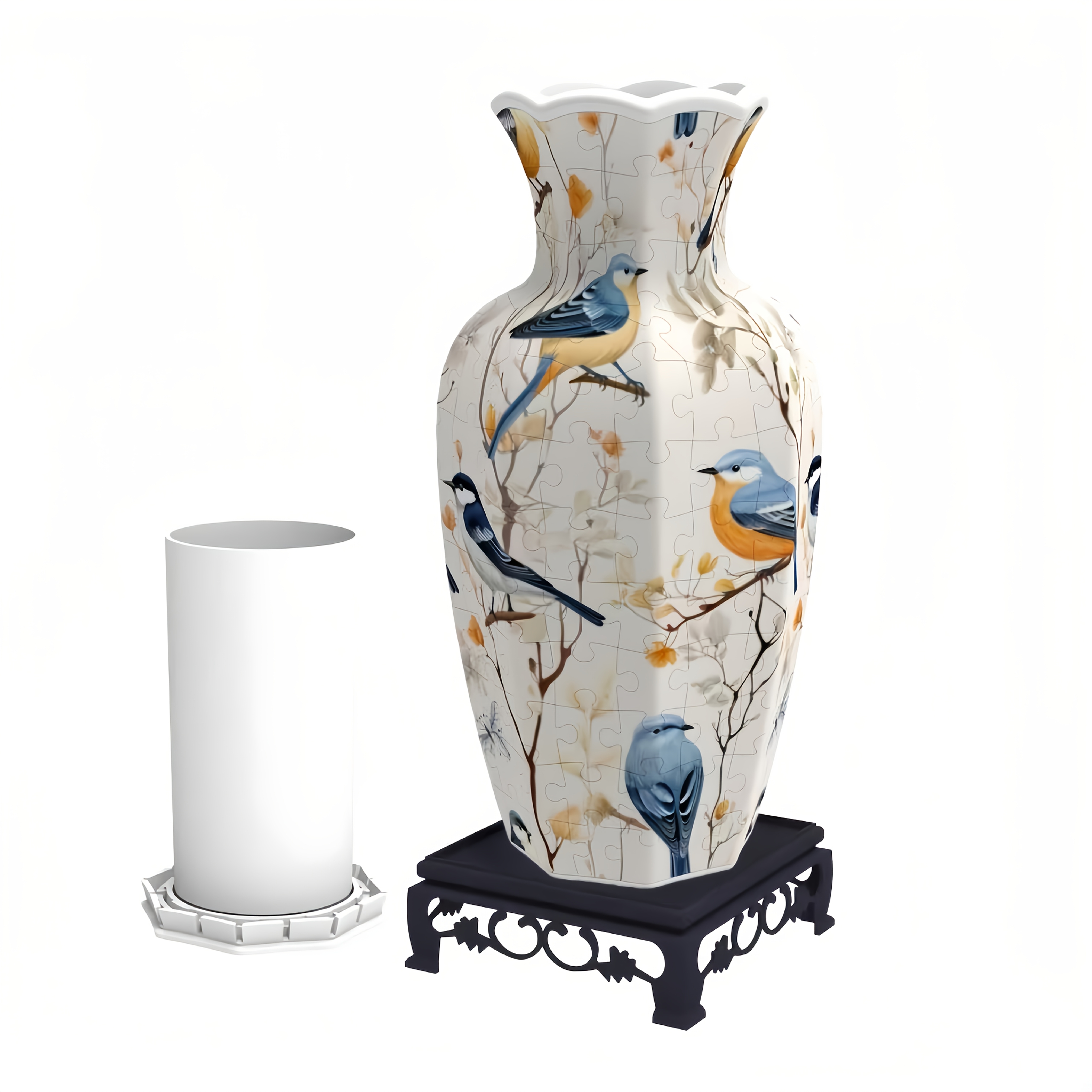 TEMU Vase décoratif à faire soi-même pour adultes, puzzle 3D vase de 164 pièces avec socle, en plastique ABS, gobelet à eau intégré, piles requises,