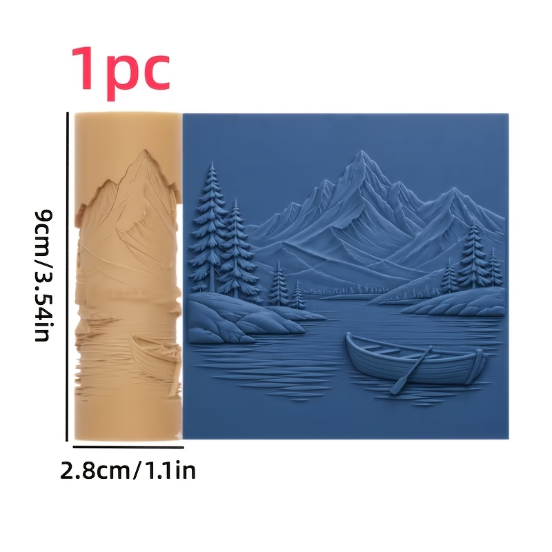 TEMU 1pc Boat Texture Roller - Plastic Embossing Tool With Boat & Lake Patterns Suitable For Polymer Clay, Pottery, Jewelry Making, Coasters,