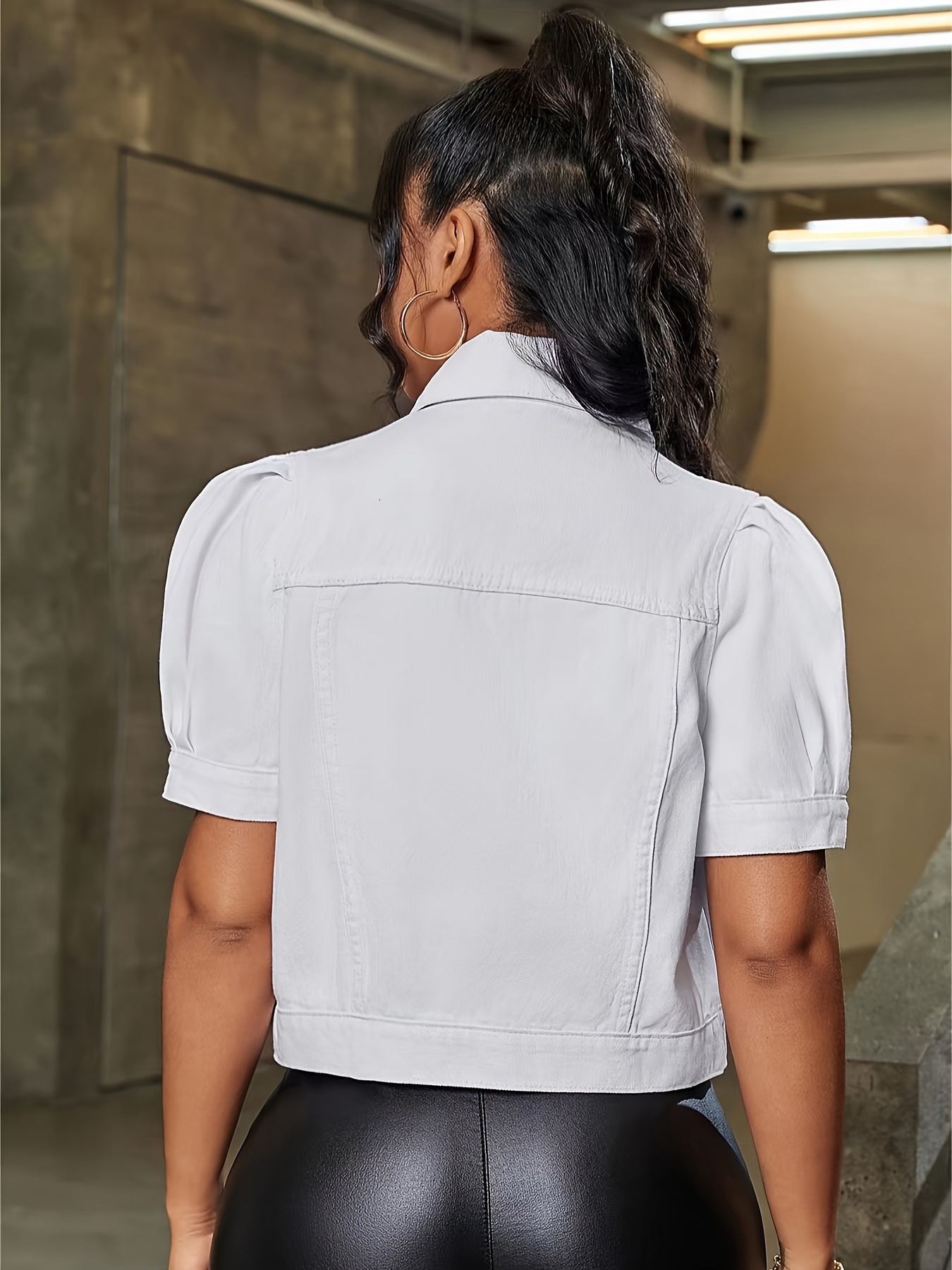 washed magenta single breasted short coat puff sleeve lapel Temu