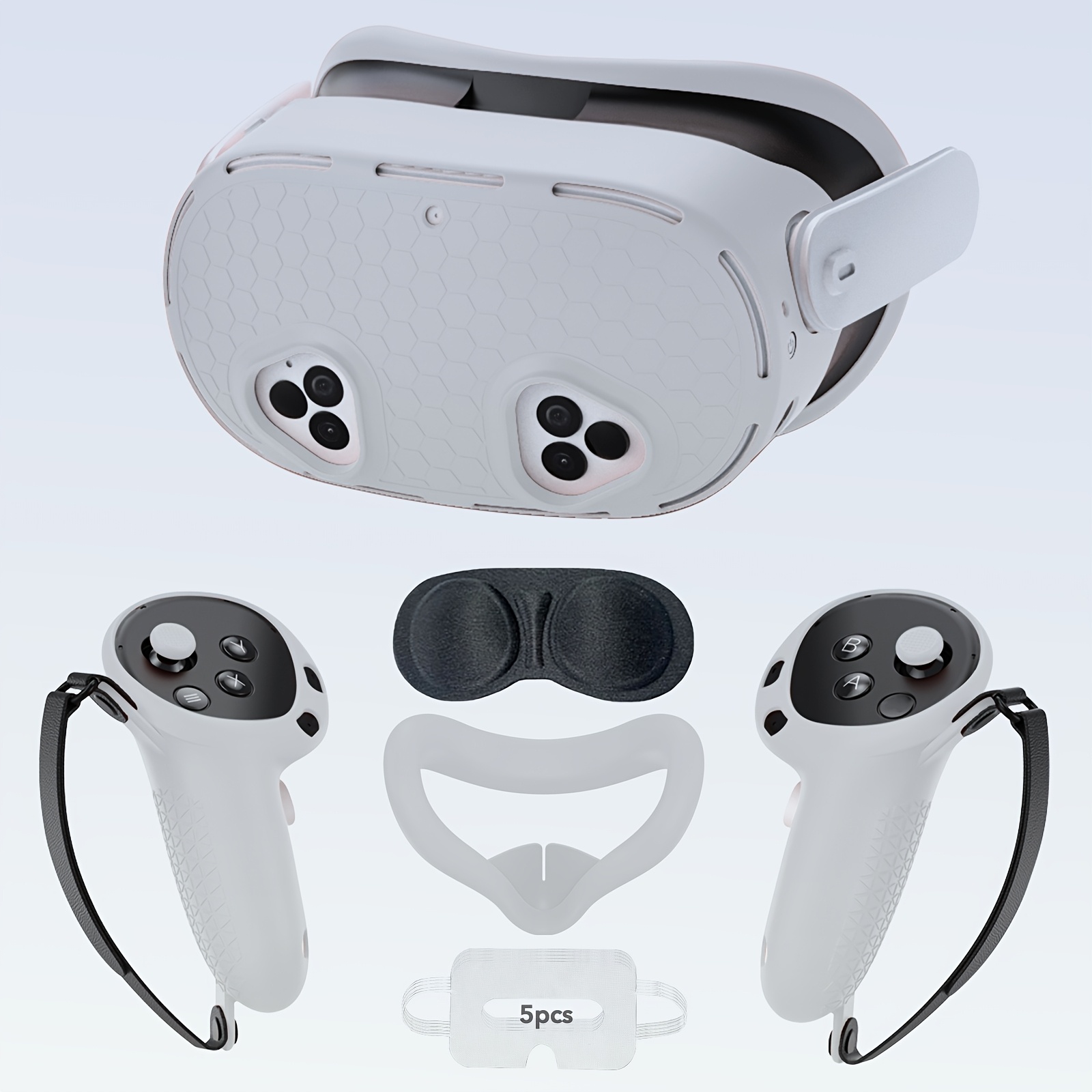 

Tahnuhna 3s Vr Accessory Kit: Soft Silicone Protective Case, Controller Covers, Anti-slip Design, With Lens & Face + 5 Disposable Eye Masks - Enhances Gaming Experience & Device Durability