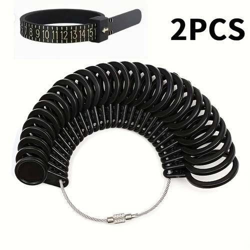 2pcs Ring Sizing Tool Set with Reusable Finger Sizer & Measuring Gauge - Ring Size Chart Suitable for Sellers, Hobbyists, for & - Precise Ring Measurement Device for &
