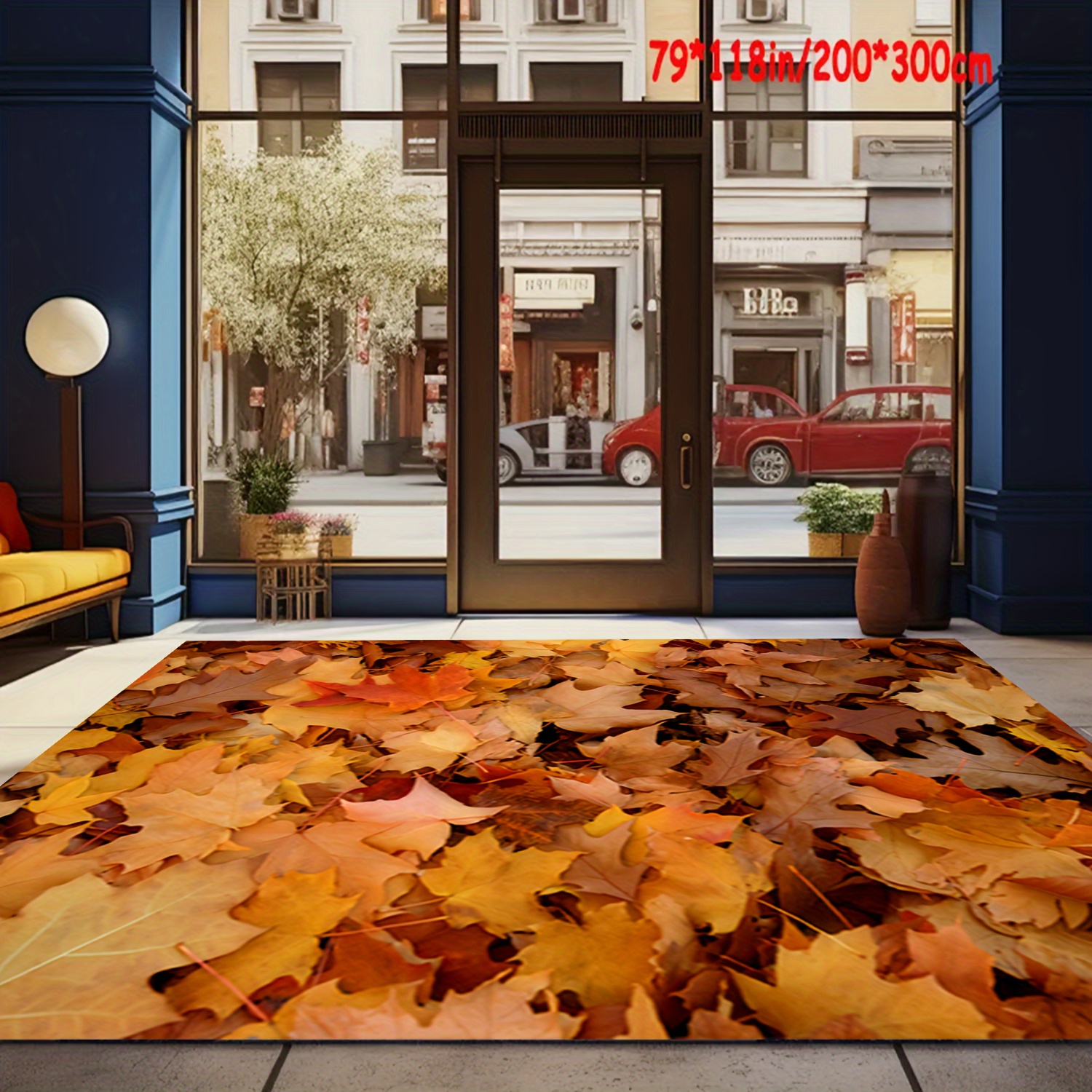 

Autumn Maple Leaf Pattern Carpet, Area Rug, , Machine Washable, Non-slip, Office Entrance Door Mat, Decorative Carpet For Hotel Cafe Shop, Restaurant Floor Mat