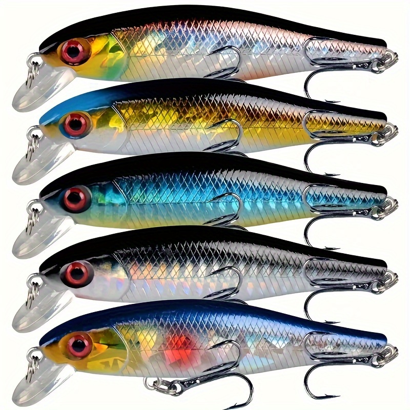 

5pcs Mixed Color 8.5cm/3.35in 9g Bionic Rattling Hard Wobbler Fishing Lures, Abs Material, For Pike Bass, Trout, Salmon, Perch, Flathead, Sardine, Mackerel, Goldfish, Carp, Father's Day Fishing Tackle