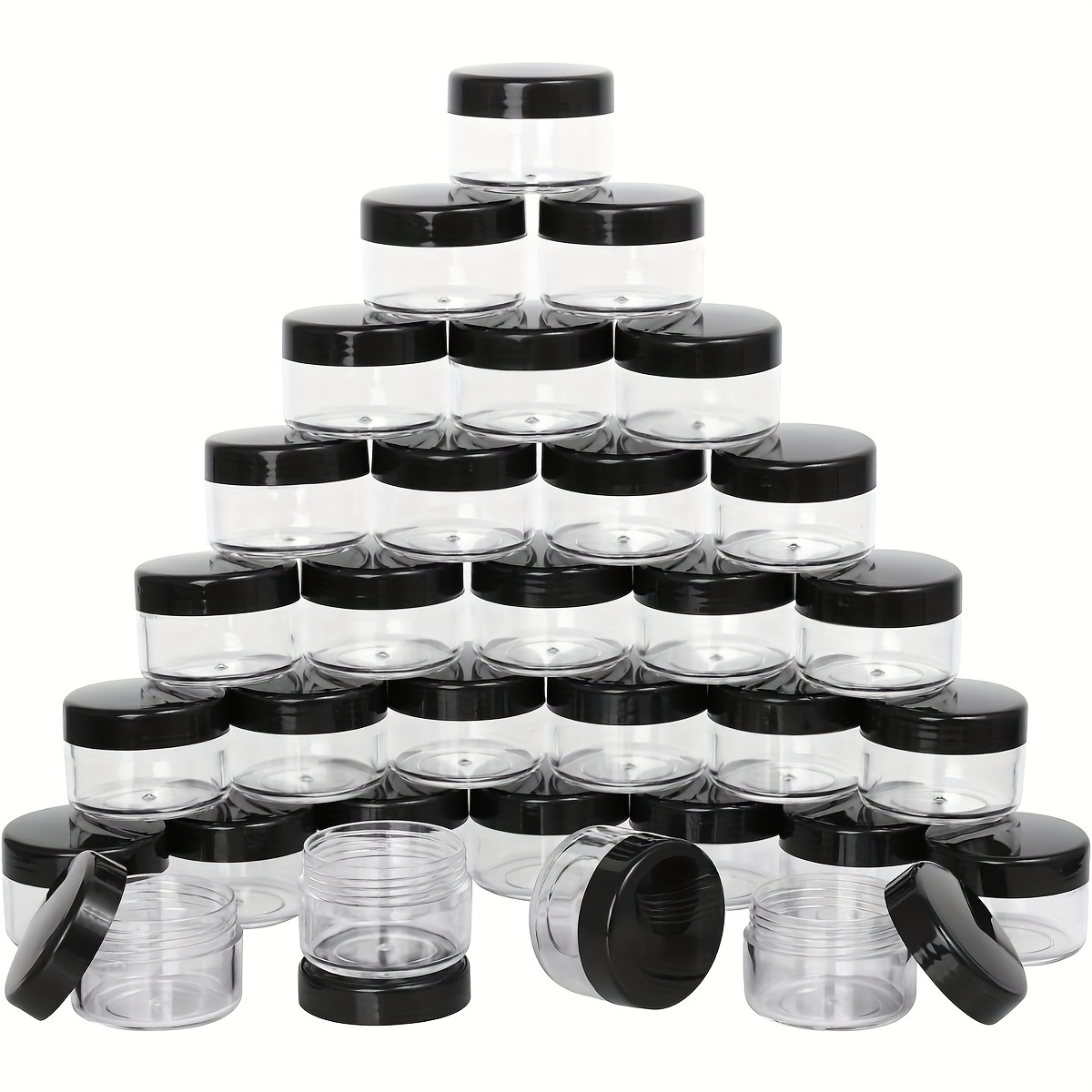 

20-pack Clear Round Jars With Black - Multipurpose Storage For Cosmetics, Creams, Lotions, Powders, Lip , Jewelry, Paint - No Scent, Manual Use, No Battery Needed - Ideal For Samples & Art Supplies