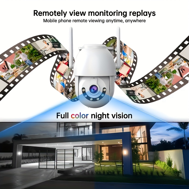 JOOAN 1296P HD Outdoor Security Camera, IPX6 Indoor/Outdoor Use, 2.4G WiFi, Motion Tracking & PTZ, Color Night Vision, Dual-Way Audio, Motion & Audio Alerts, USB-Powered, Compatible with CAM720 App, Outdoor Security Camera Wireless