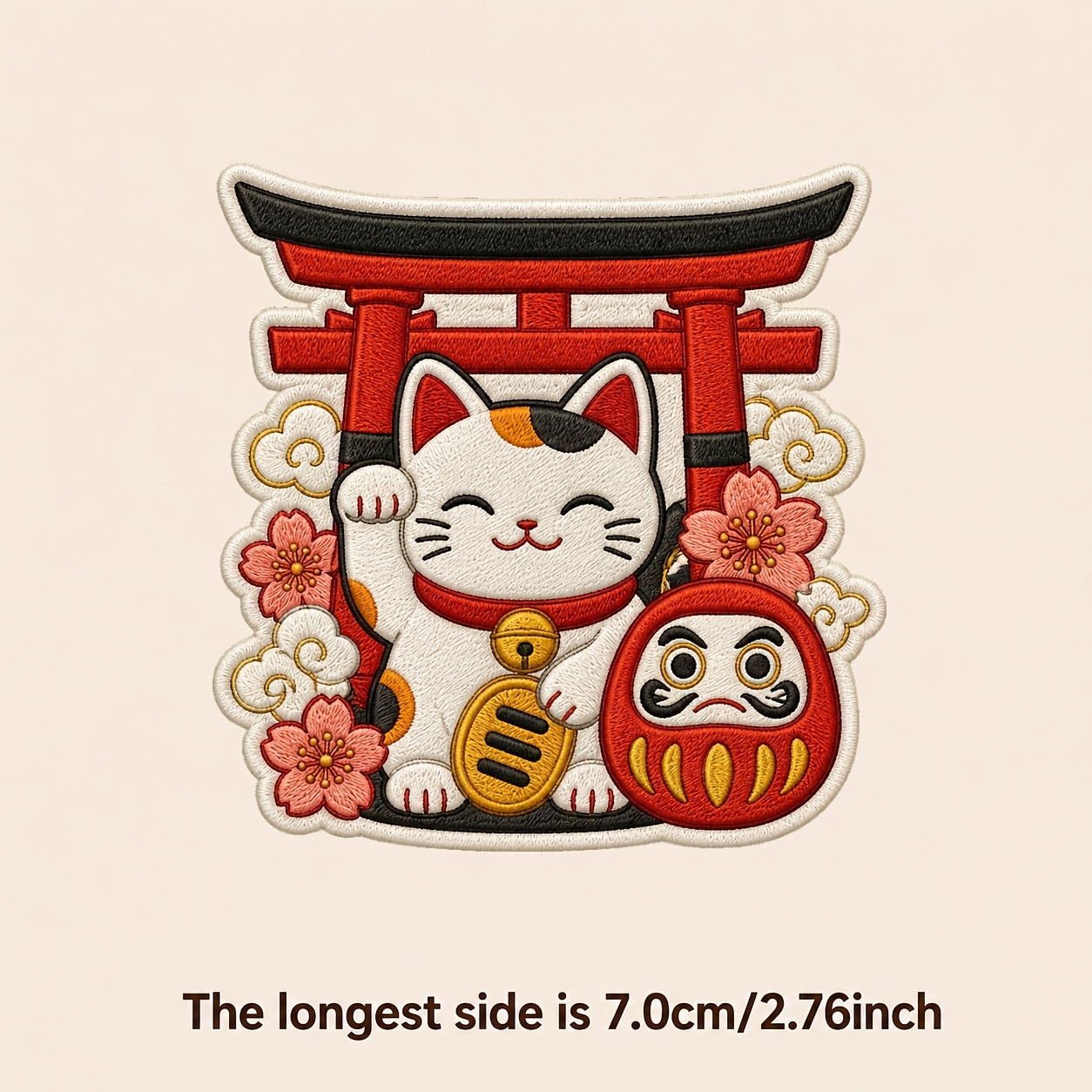 TEMU Calcomanías de transferencia de vintage de Maneki Neko Torii Kawaii de dibujos animados con y , naranja, puerta, para camisetas, sudaderas,