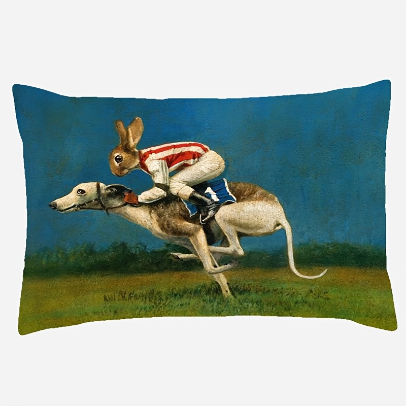 

1pc Contemporary Whippet Racer Animal-themed Polyester Cushion Cover, Single-sided Print, Machine Washable, Zipper Closure, 12x20 Inch For Home Sofa Decor By H1159