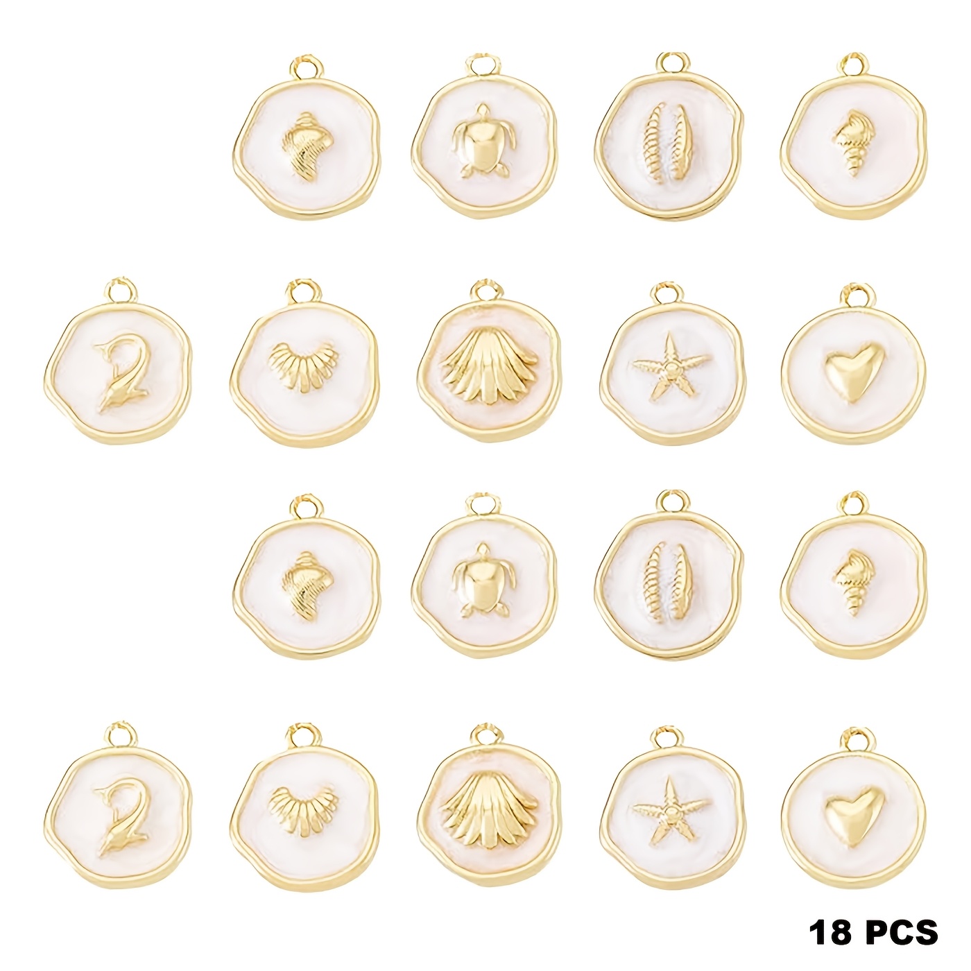TEMU 2d Flat - 18pcs Sea Animal Charms Flat Round Enamel Alloy Pendants Ocean Summer Beach Craft Charms 16-18mm For Bracelet Necklace Earring Jewelry