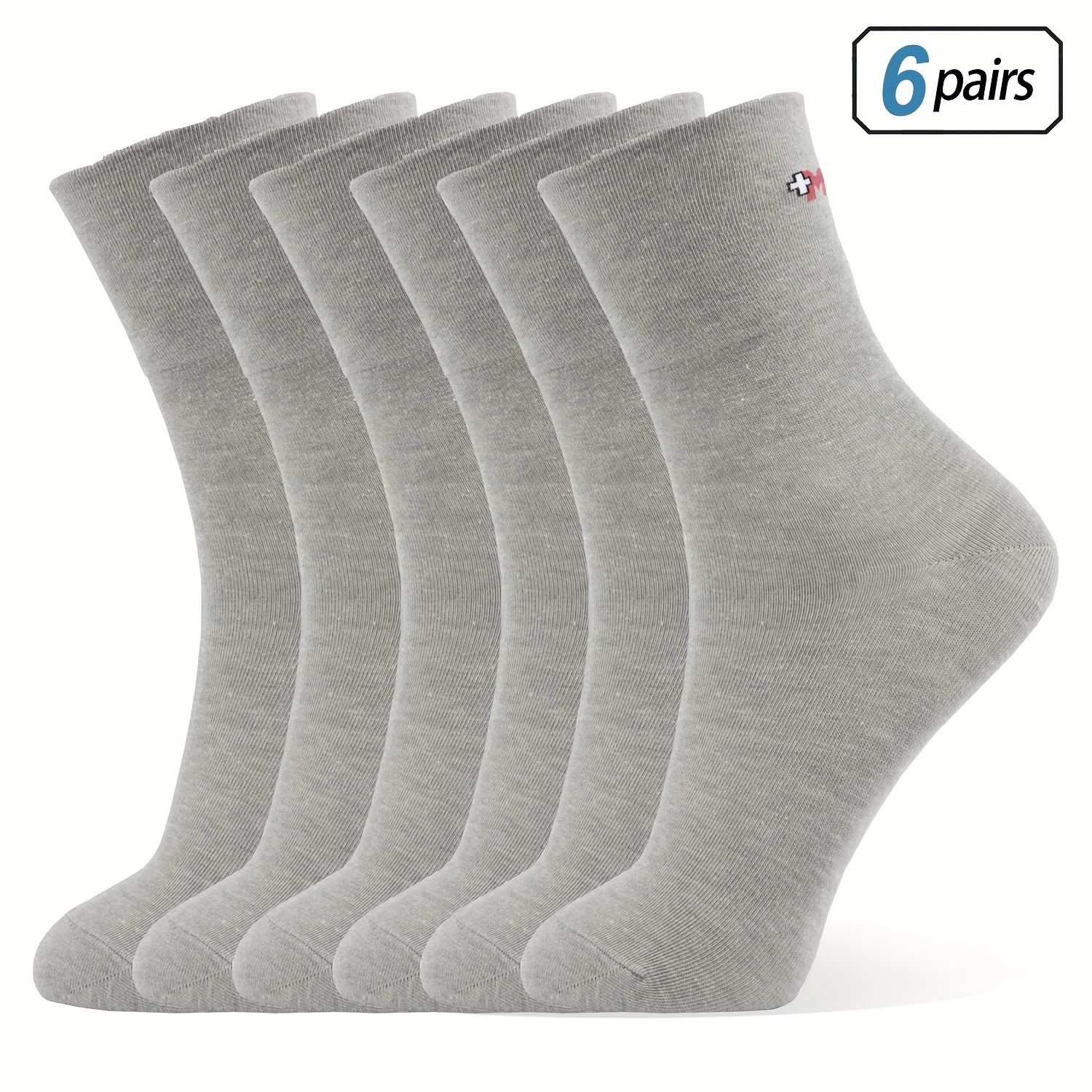 

6 Pairs Of Men's Cotton Blend Solid Color Crew Socks, Comfy & Breathable Anti-odor Socks For Daily And Outdoor Wearing