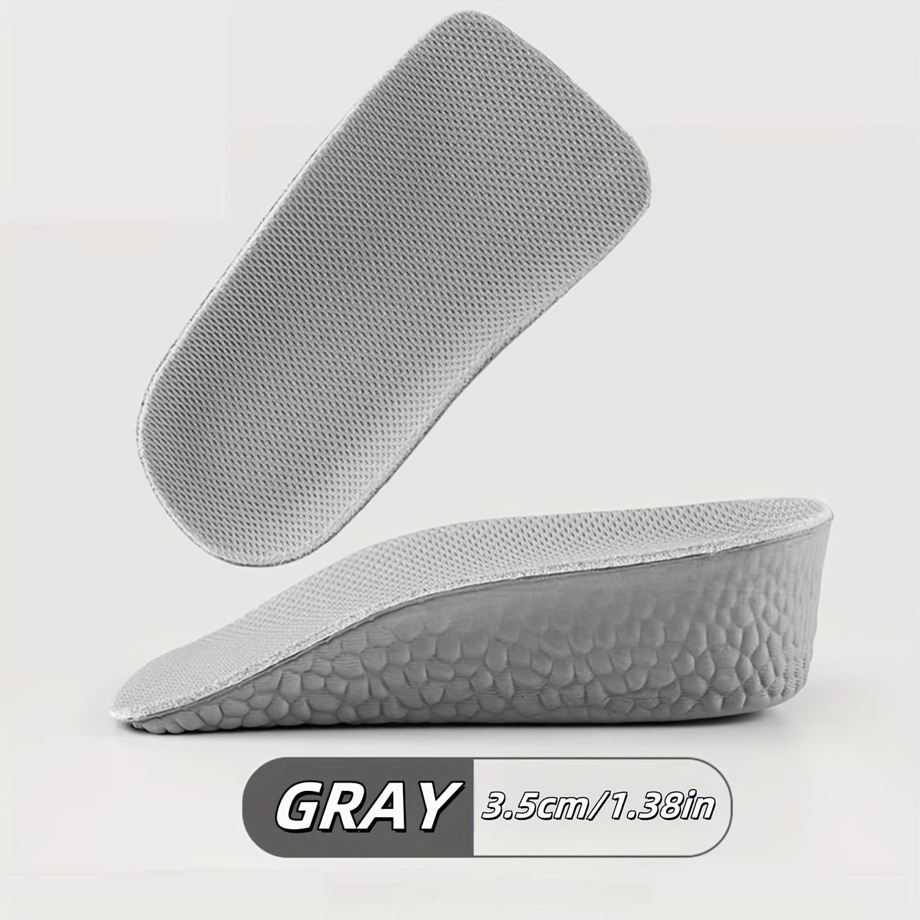 Image of 1 Pair Of Gray 3/4 Invisible Height Increasing Insoles Suitable For Men And Women, Anti-slip And Shock-absorbing Insoles, Suitable For Sports Shoes And Casual Shoes