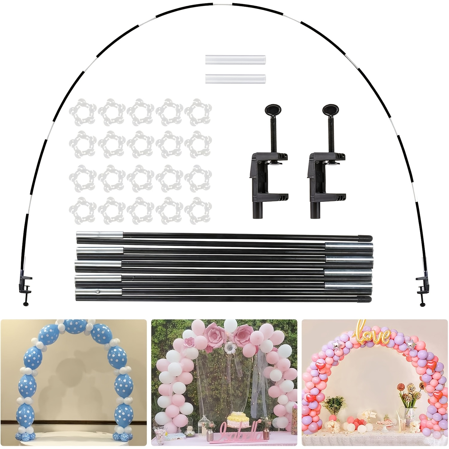 

1 Set Adjustable Iron Balloon Arch Kit, Universal Party Decorations For Weddings, Birthdays, Anniversaries, Bridal Showers, New Year, Valentine's Day With No Power Needed