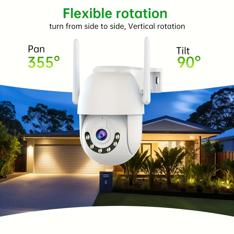 JOOAN 1296P HD Outdoor Security Camera, IPX6 Indoor/Outdoor Use, 2.4G WiFi, Motion Tracking & PTZ, Color Night Vision, Dual-Way Audio, Motion & Audio Alerts, USB-Powered, Compatible with CAM720 App, Outdoor Security Camera Wireless