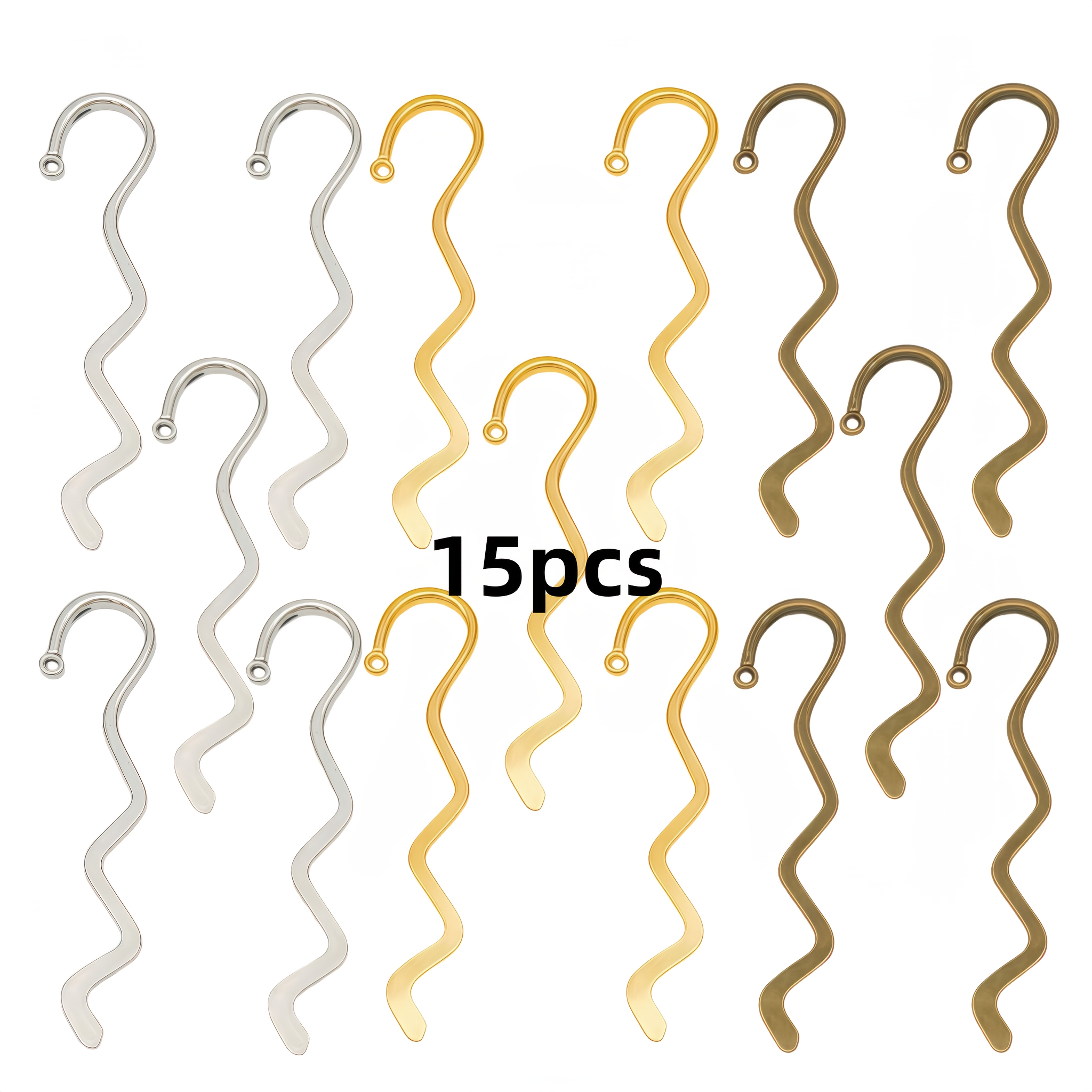 TEMU 15pcs Wave Bookmark Pendant - Diy Retro Bookmarks Suitable For School, Office, Book Lovers, Electroplated Bookmark Charms With Wave-shaped