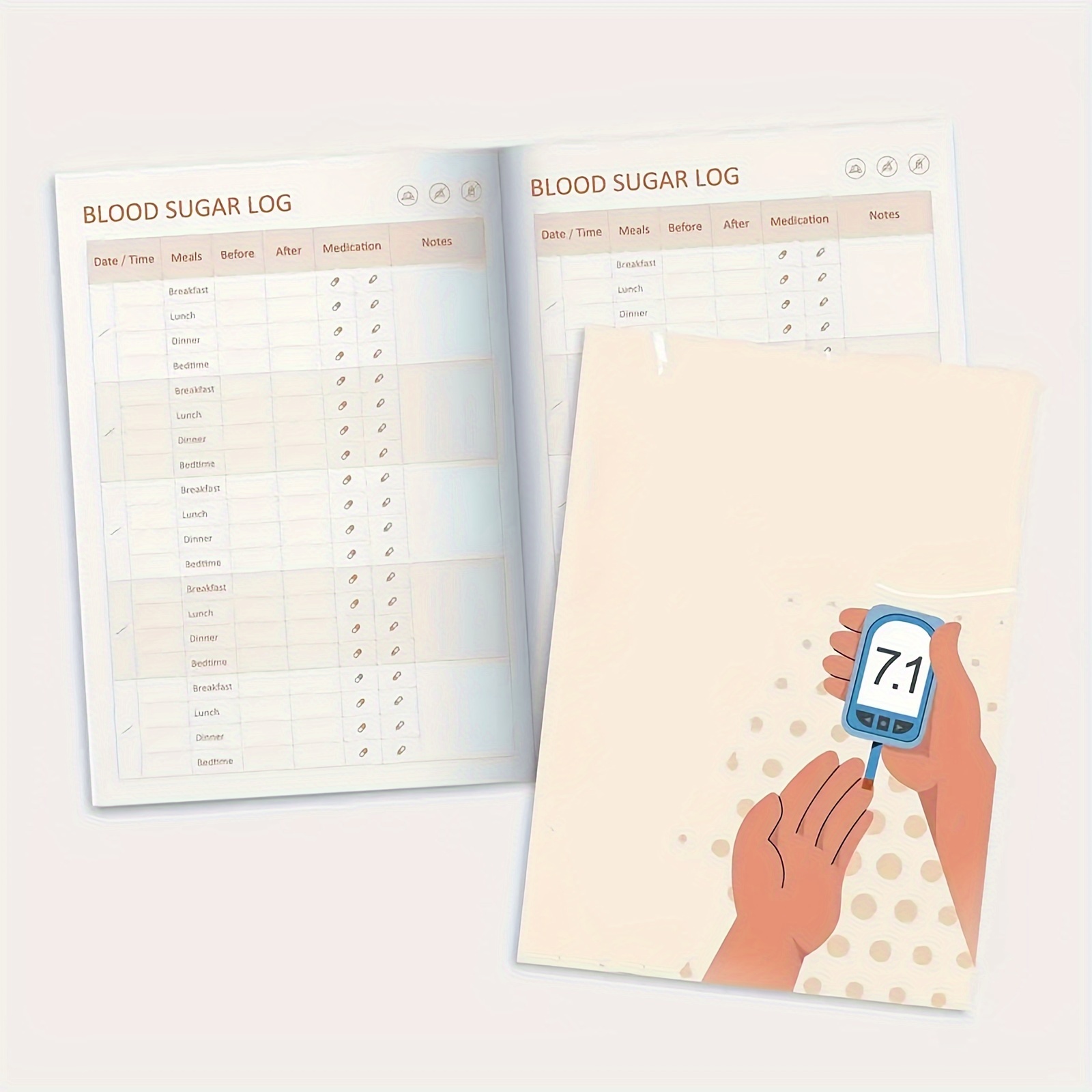 

A5 Blood Glucose & Medication - Diary, 8.6x5.9" Paper Journal For Office Use Diabetes Log Book Blood Sugar Log Book For Diabetic
