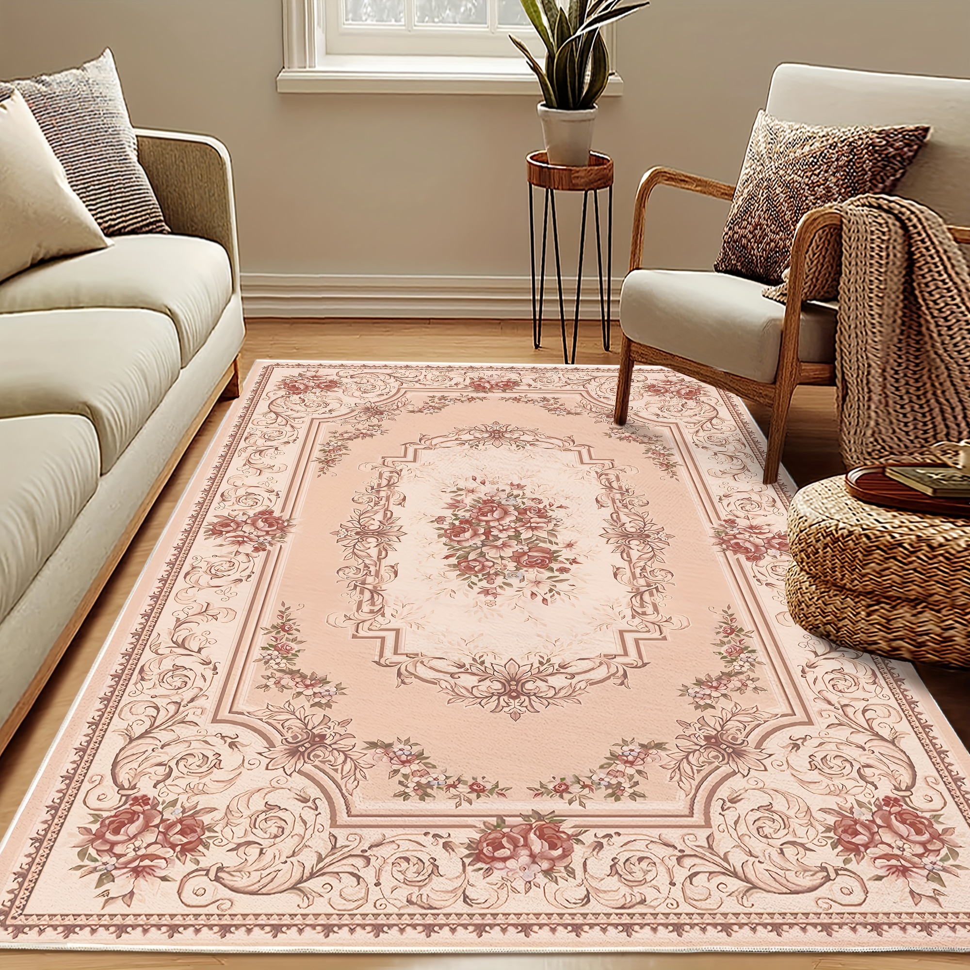 

Retro Persia Indoor Area Rug: Soft, Dirt-resistant, And Machine Washable With A Floral Design - Perfect For Living Room, Bedroom, Or Office Decor